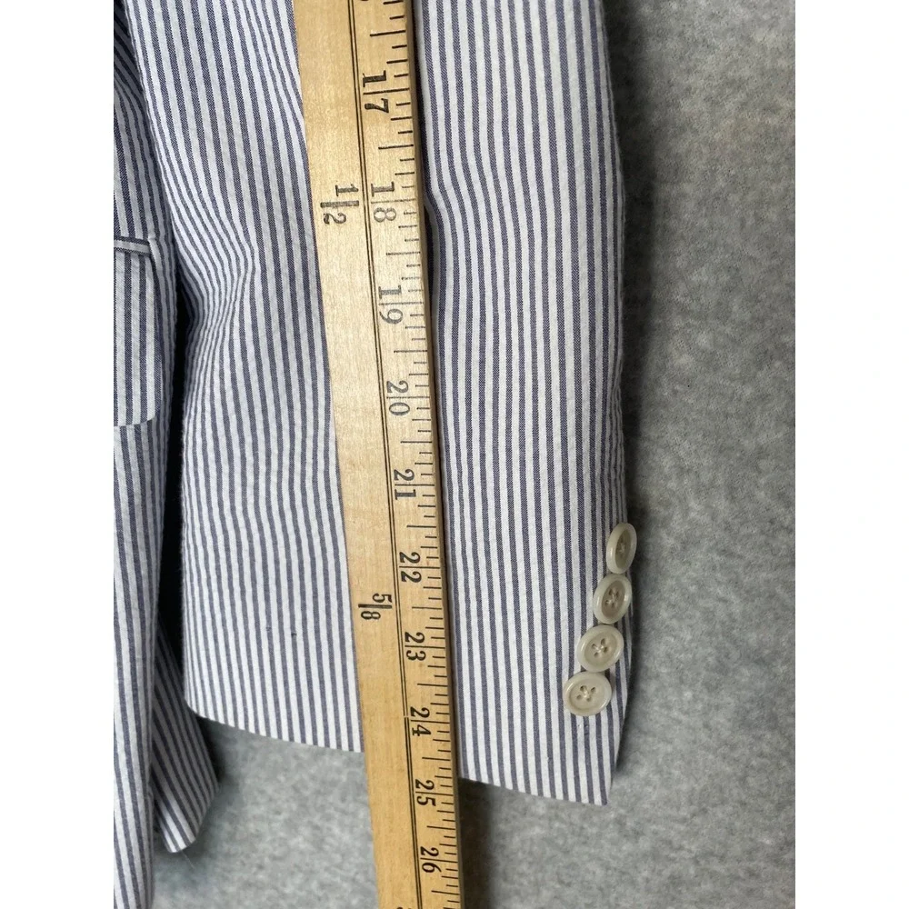 Jos A Bank Stays Cool Tailored Fit Suit Mens 41R Seersucker‎ Striped Blue White